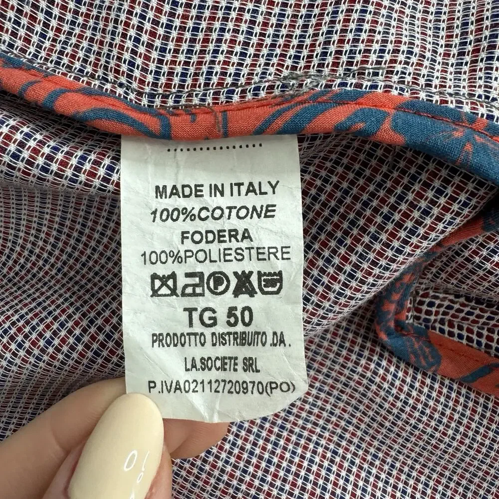 BOB Blazer Jacket Mens IT 50 Blue‎ Check Print Tailored Sport Coat Made in Italy